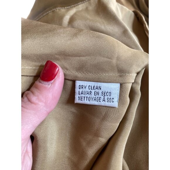 Rena Rowan Silk Shirt Tie Collar Button Down Gold Color. Size 14W - Picture 7 of 7